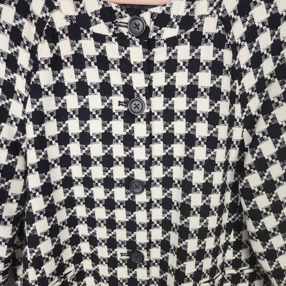 NWOT Rafaella Black & White Plaid Wool Blend Longline Blazer Jacket Size L #0525 - Picture 3 of 11